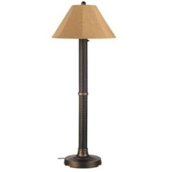 Patio Living Patio Living Concepts 26167 Bahama Weave 60 in. Floor Lamp 26167 with 3 in. dark mahogany wicker body; bronze base and straw linen Sunbrella shade fabric 26167